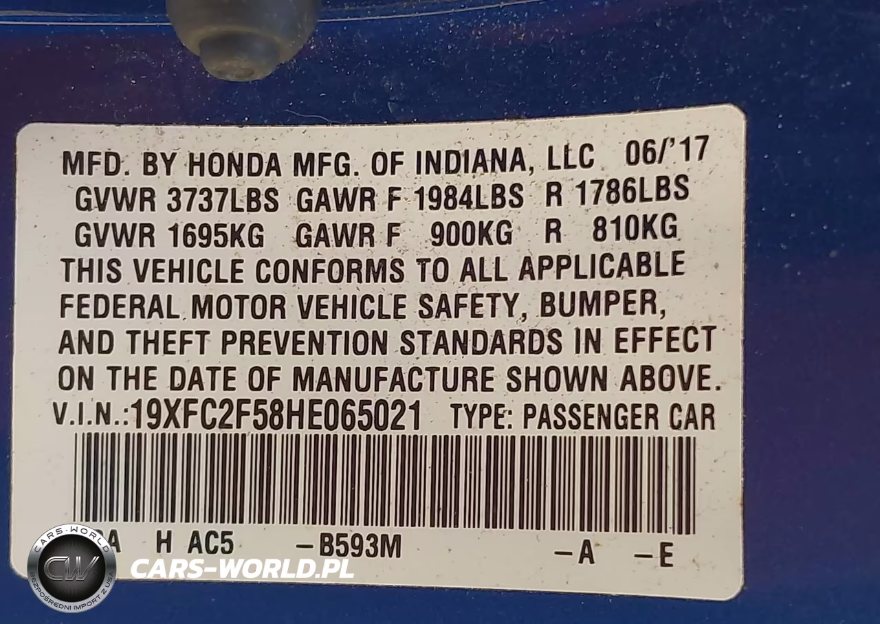 2017 Honda Civic Lx VIN:19XFC2F58HE065021 - 9