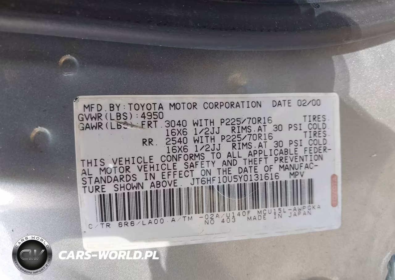 2000 Lexus Rx 300 VIN:JT6HF10U5Y0131616 - 9