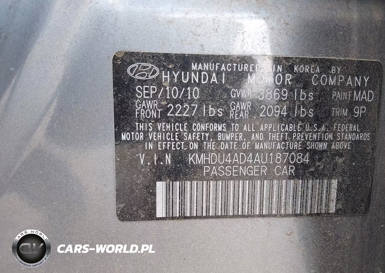 2010 Hyundai Elantra Se VIN:KMHDU4AD4AU187084 - 9