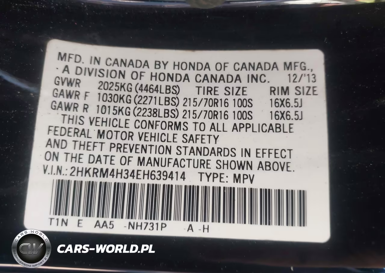 2014 Honda Cr-V Lx VIN:2HKRM4H34EH639414 - 9