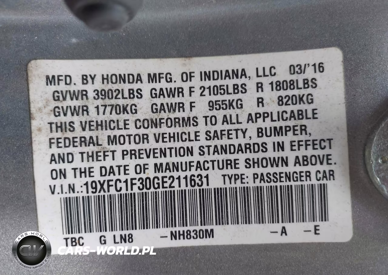 2016 Honda Civic Ex-T VIN:19XFC1F30GE211631 - 9