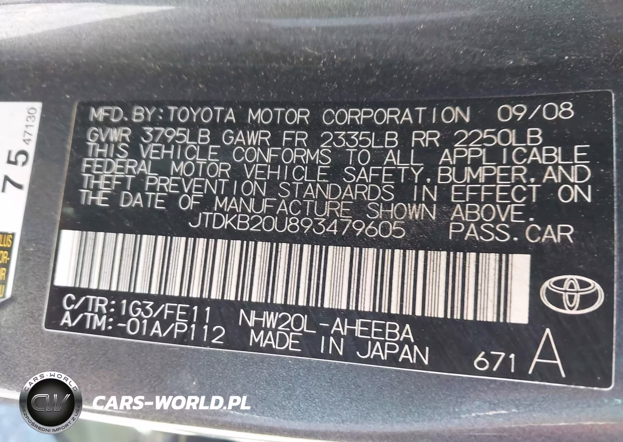2009 Toyota Prius VIN:JTDKB20U893479605 - 9