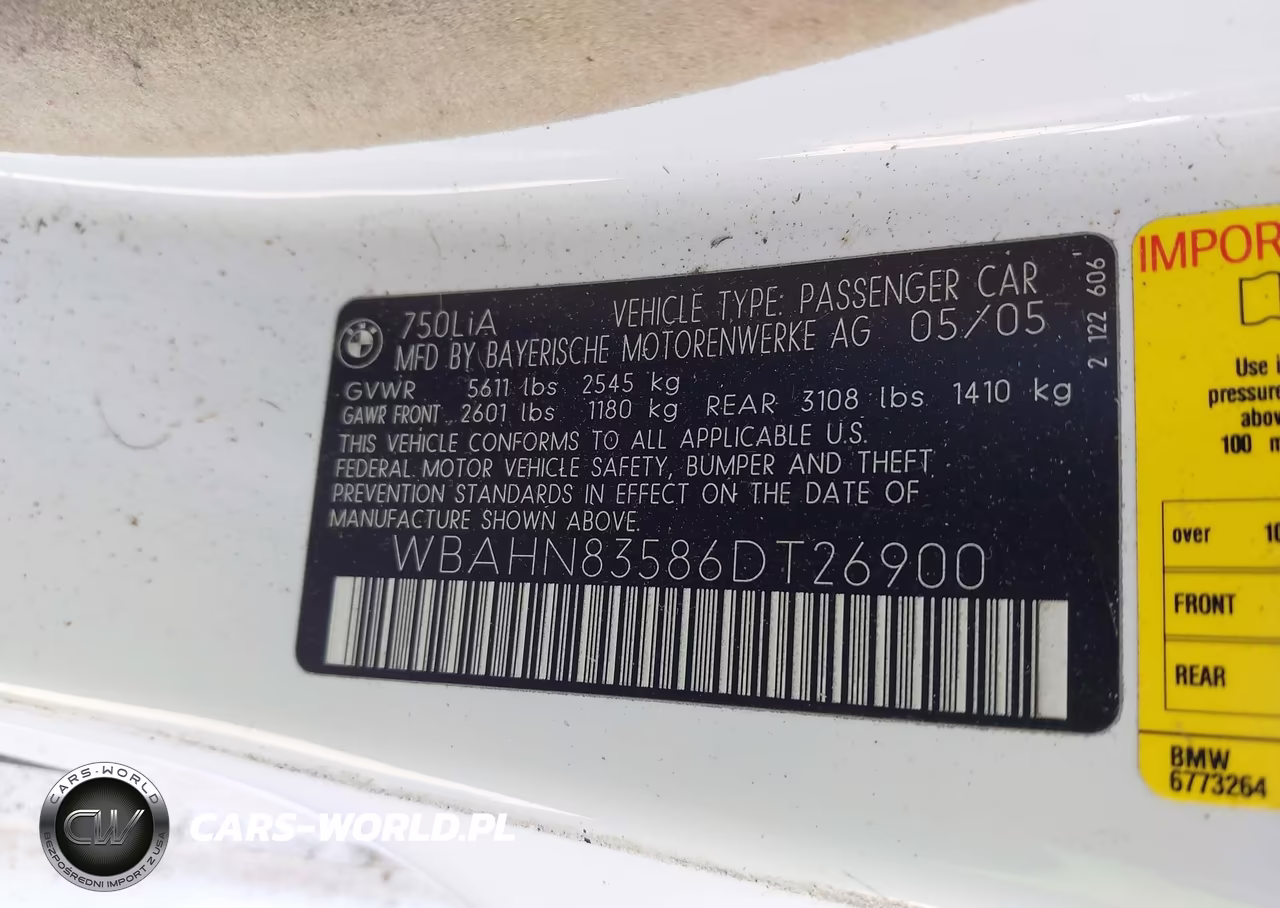 2006 BMW 750Li VIN:WBAHN83586DT26900 - 9