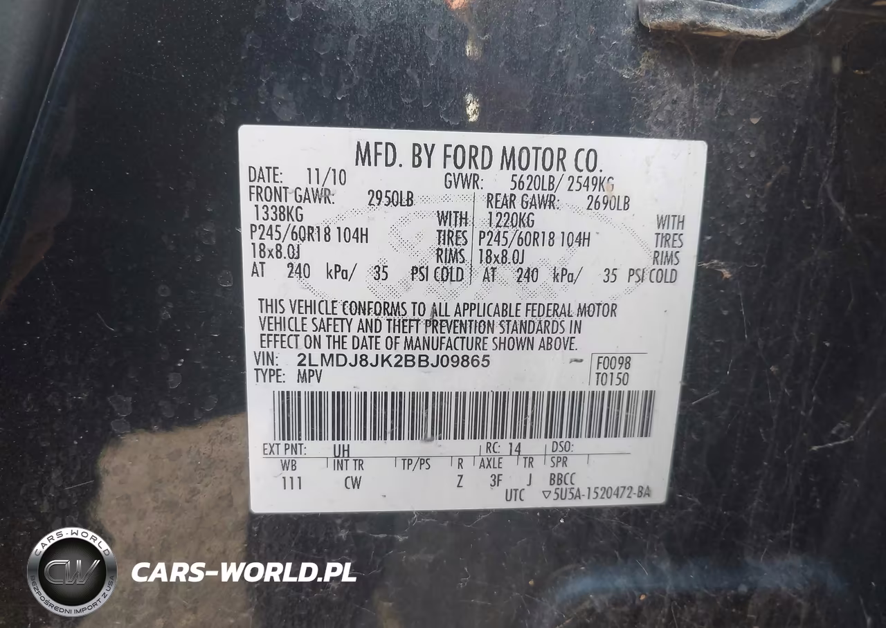 2011 Lincoln Mkx VIN:2LMDJ8JK2BBJ09865 - 9