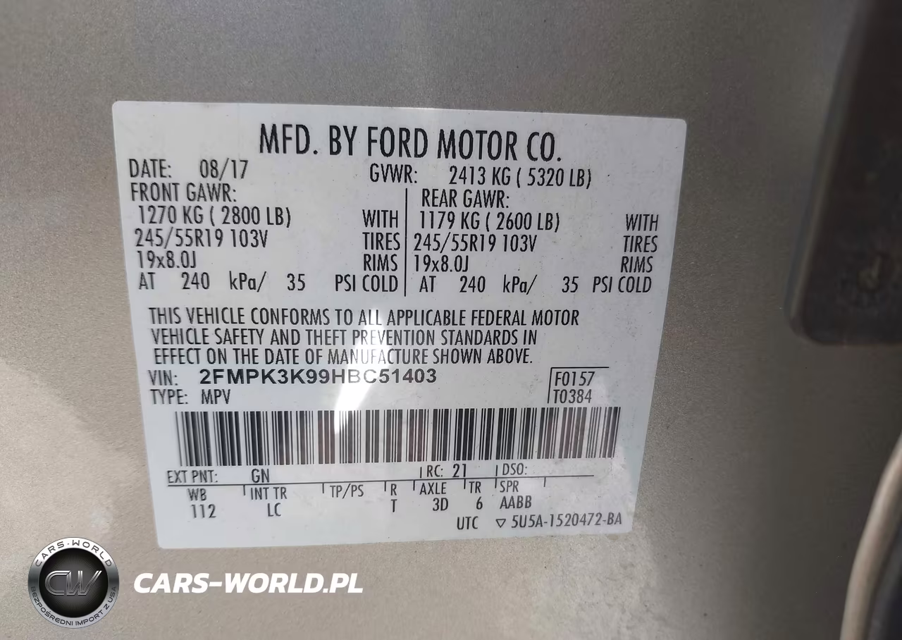 2017 Ford Edge Titanium VIN:2FMPK3K99HBC51403 - 9