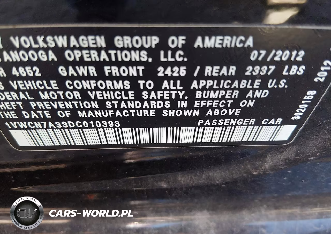 2013 Volkswagen Passat 2.0L Tdi Sel Premium VIN:1VWCN7A33DC010393 - 9