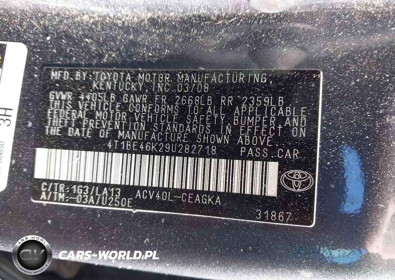 2009 Toyota Camry Xle VIN:4T1BE46K29U282718 - 9