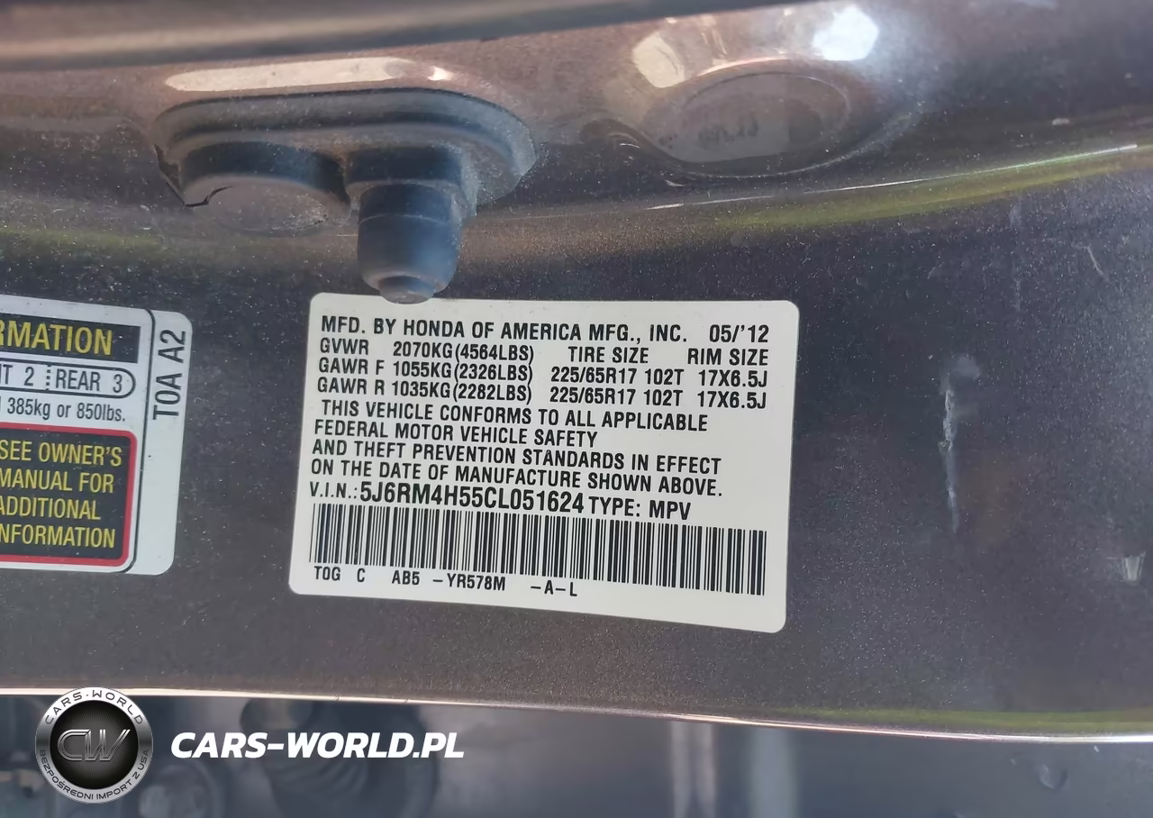 2012 Honda Cr-V Ex VIN:5J6RM4H55CL051624 - 9