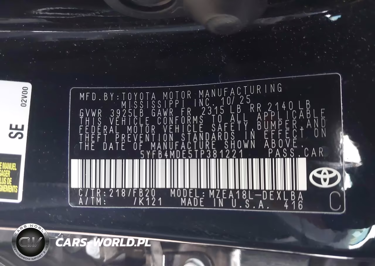 2026 Toyota Corolla Le VIN:5YFB4MDE5TP381221 - 9