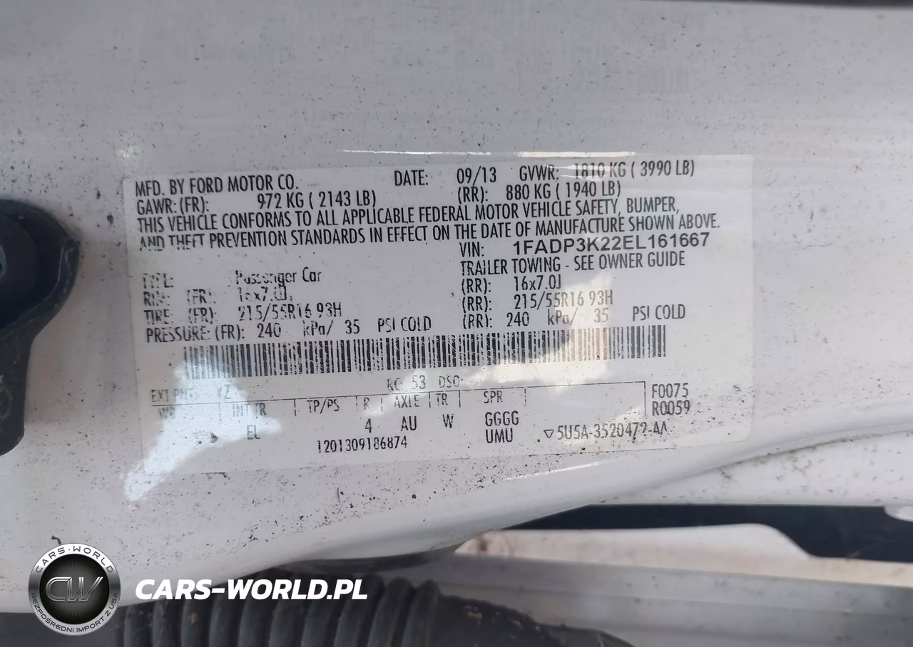 2014 Ford Focus Se VIN:1FADP3K22EL161667 - 9