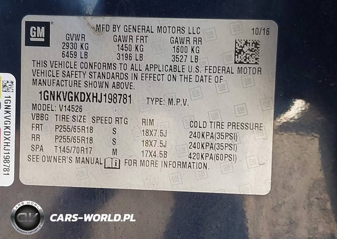2017 Chevrolet Traverse 1Lt VIN:1GNKVGKDXHJ198781 - 9