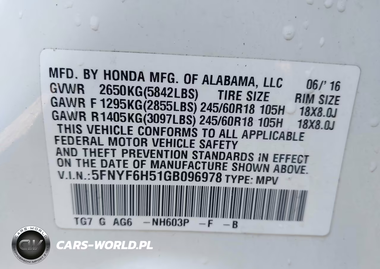 2016 Honda Pilot Ex-L VIN:5FNYF6H51GB096978 - 9