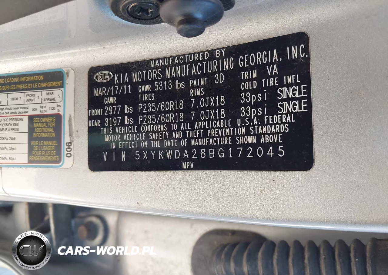 2011 Kia Sorento Sx V6 VIN:5XYKWDA28BG172045 - 9