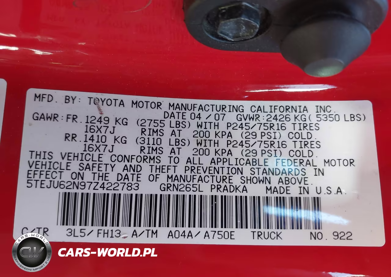 2007 Toyota Tacoma Prerunner V6 VIN:5TEJU62N97Z422783 - 9