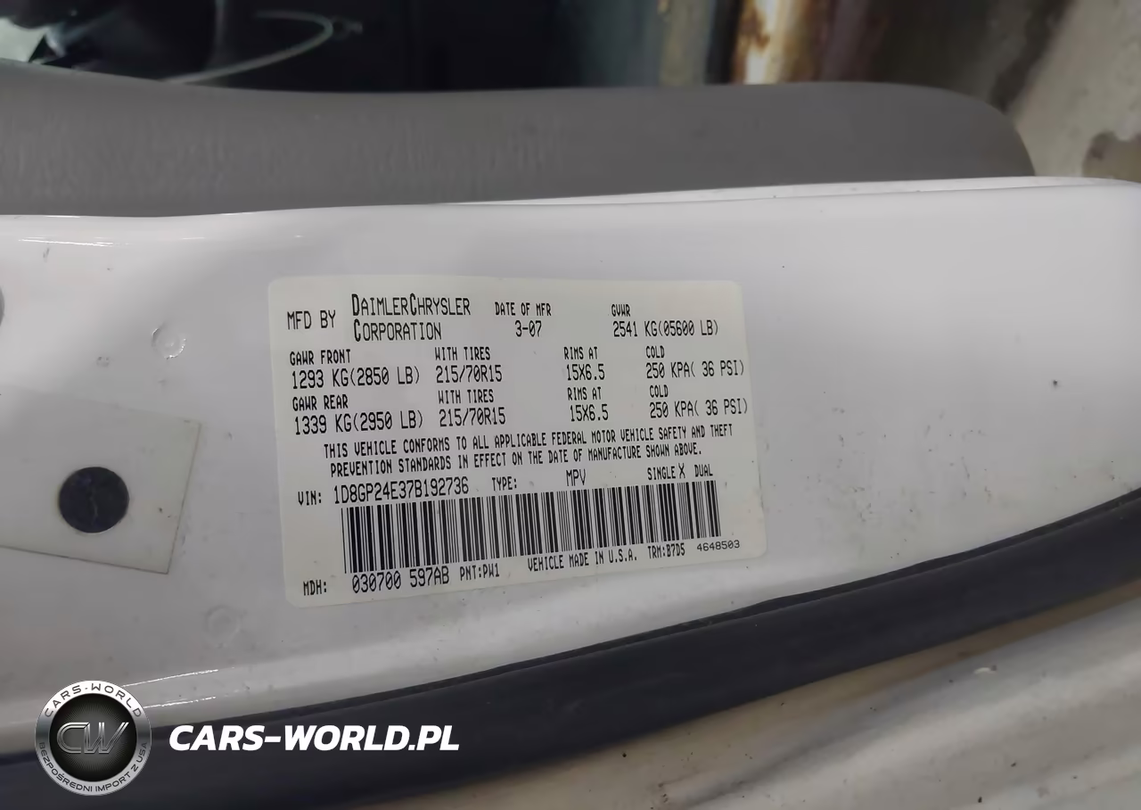 2007 Dodge Grand Caravan Se VIN:1D8GP24E37B192736 - 9