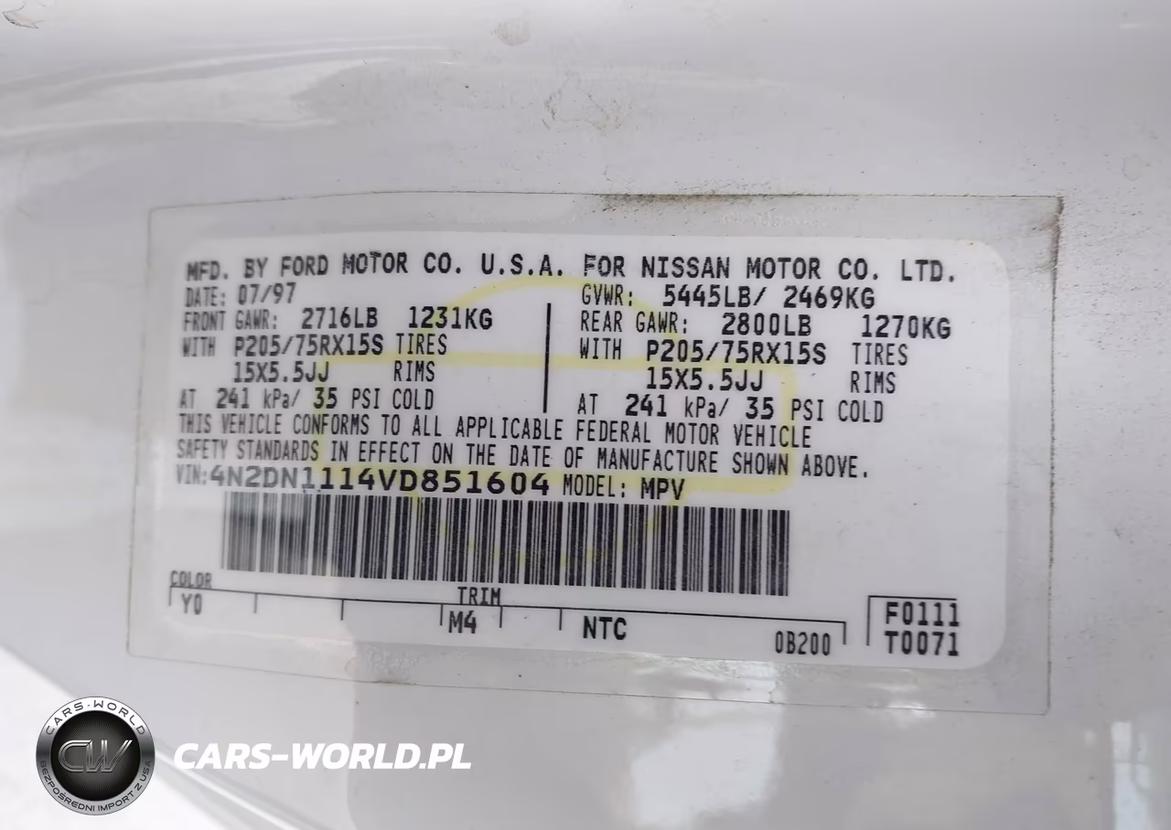 1997 Nissan Quest Gxe-Xe VIN:4N2DN1114VD851604 - 9