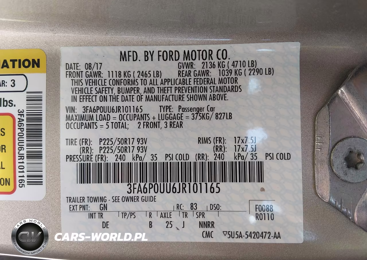 2018 Ford Fusion Hybrid S VIN:3FA6P0UU6JR101165 - 9