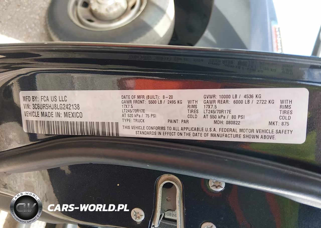 2020 Ram 2500 Tradesman 4X4 8' Box VIN:3C6UR5HJ8LG242138 - 9