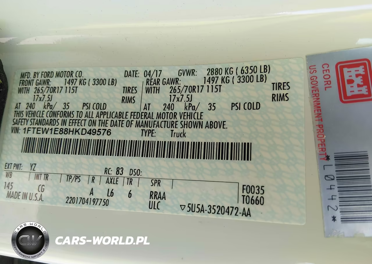 2017 Ford F-150 Xl VIN:1FTEW1E88HKD49576 - 9