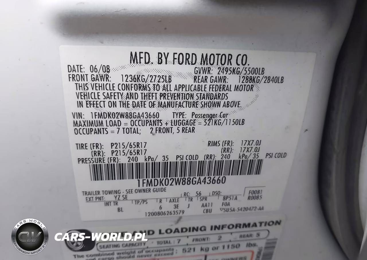 2008 Ford Taurus X Sel VIN:1FMDK02W88GA43660 - 9