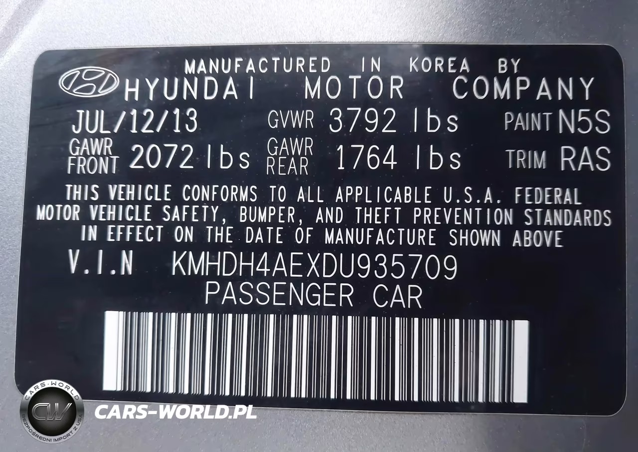 2013 Hyundai Elantra Gls VIN:KMHDH4AEXDU935709 - 9
