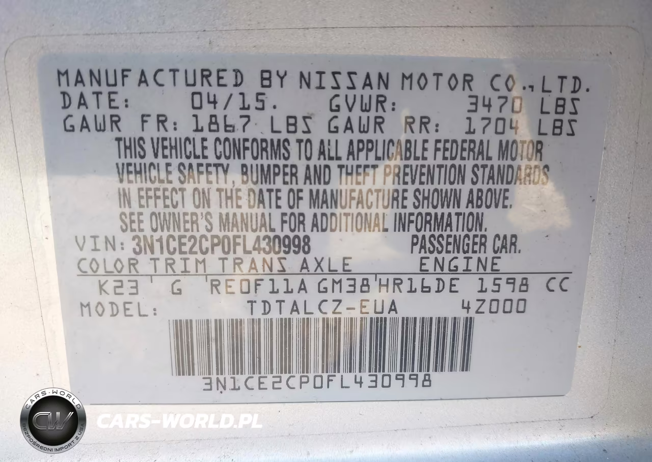 2015 Nissan Versa Note S Plus VIN:3N1CE2CP0FL430998 - 9