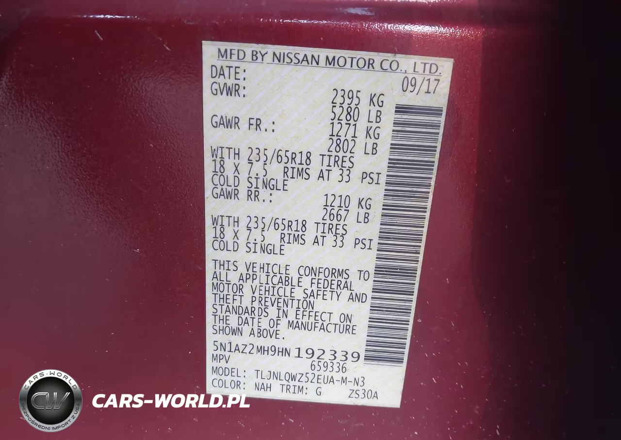 2017 Nissan Murano Sv VIN:5N1AZ2MH9HN192339 - 9
