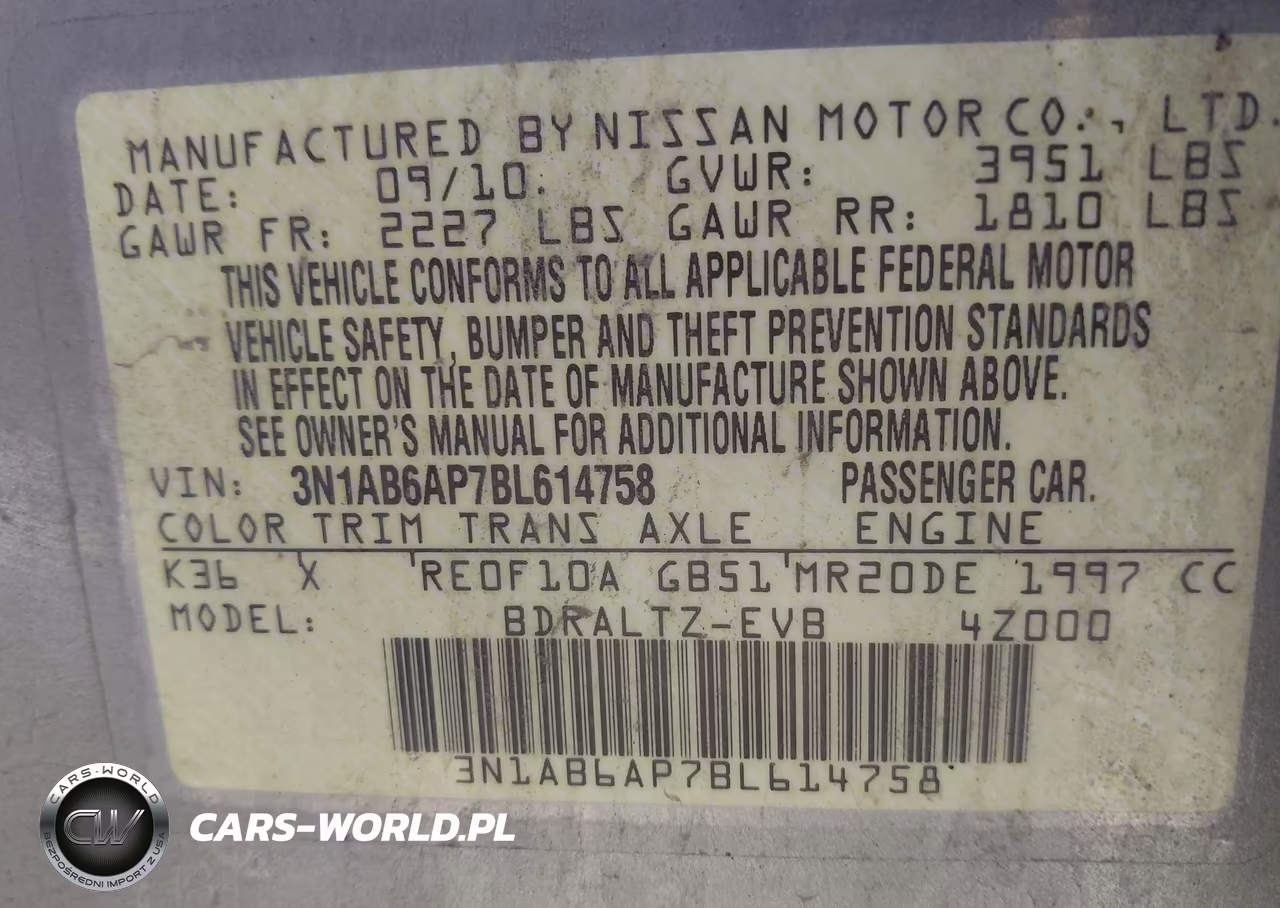 2011 Nissan Sentra 2.0S VIN:3N1AB6AP7BL614758 - 9