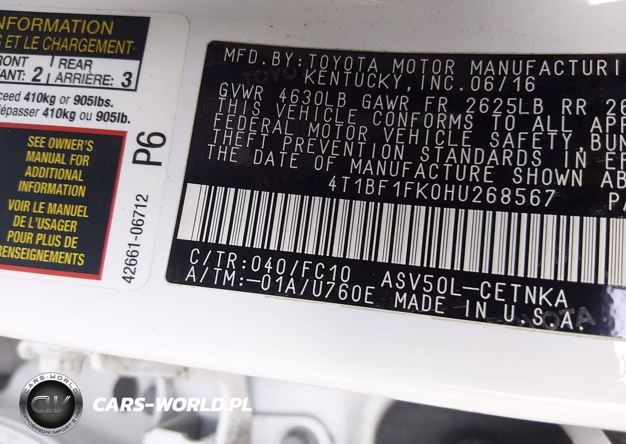 2017 Toyota Camry Le VIN:4T1BF1FK0HU268567 - 9