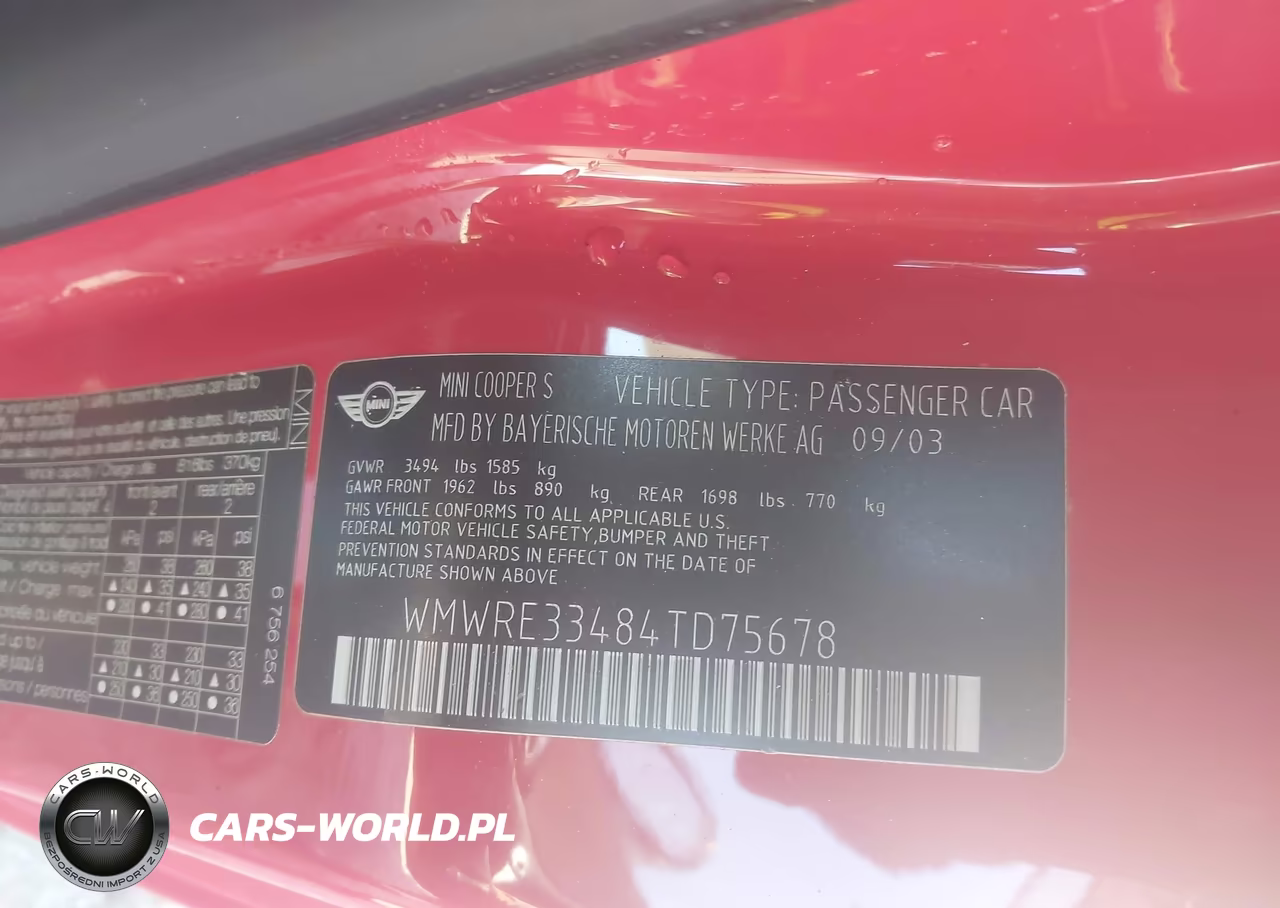2004 Mini Cooper S VIN:WMWRE33484TD75678 - 9