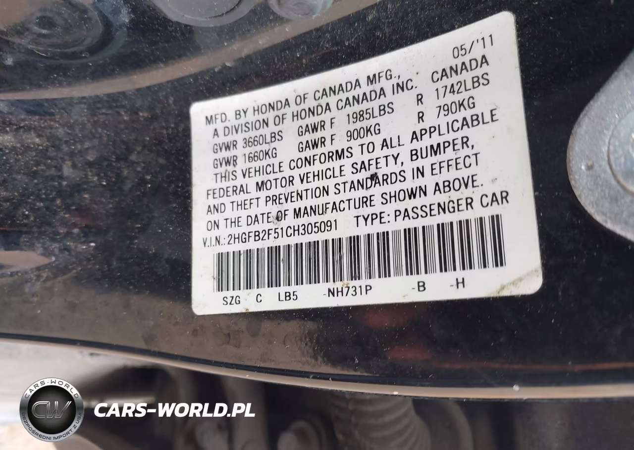 2012 Honda Civic Lx VIN:2HGFB2F51CH305091 - 9
