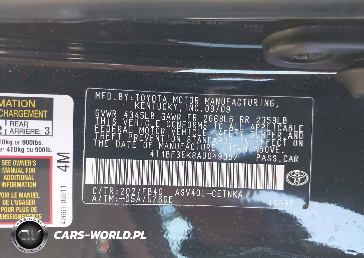 2010 Toyota Camry Le VIN:4T1BF3EK8AU049097 - 9