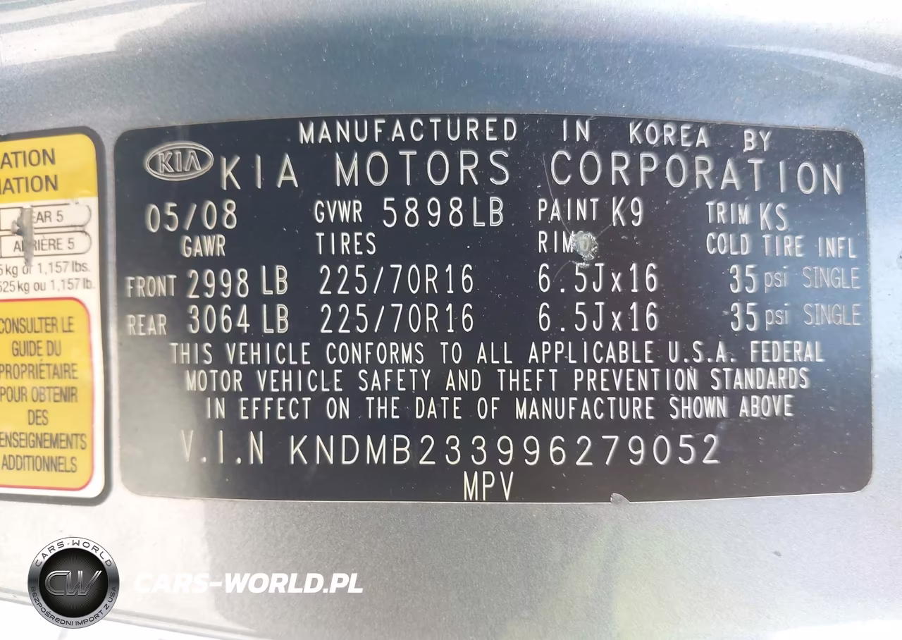 2009 Kia Sedona Lx VIN:KNDMB233996279052 - 9