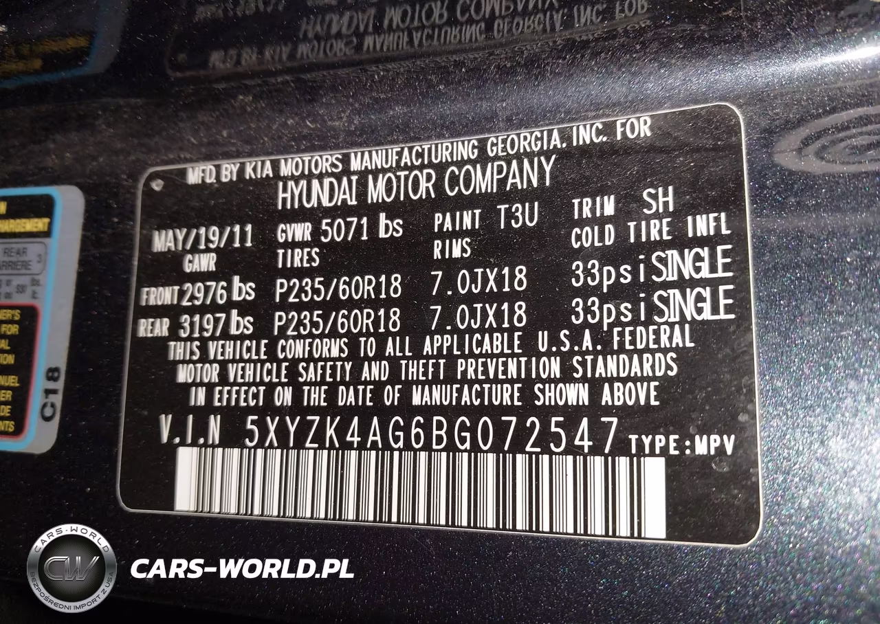 2011 Hyundai Santa Fe Limited V6 VIN:5XYZK4AG6BG072547 - 9