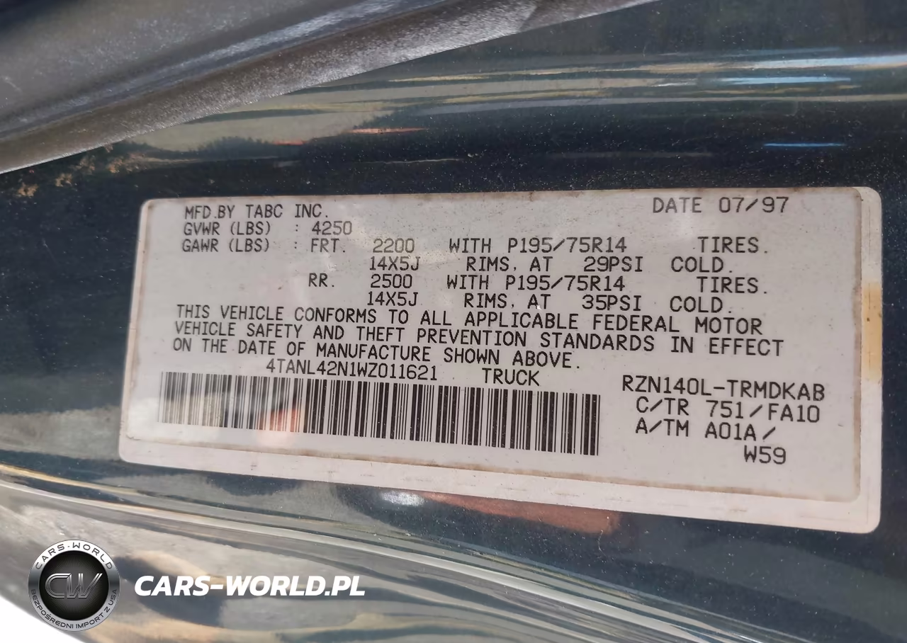 1998 Toyota Tacoma VIN:4TANL42N1WZ011621 - 9