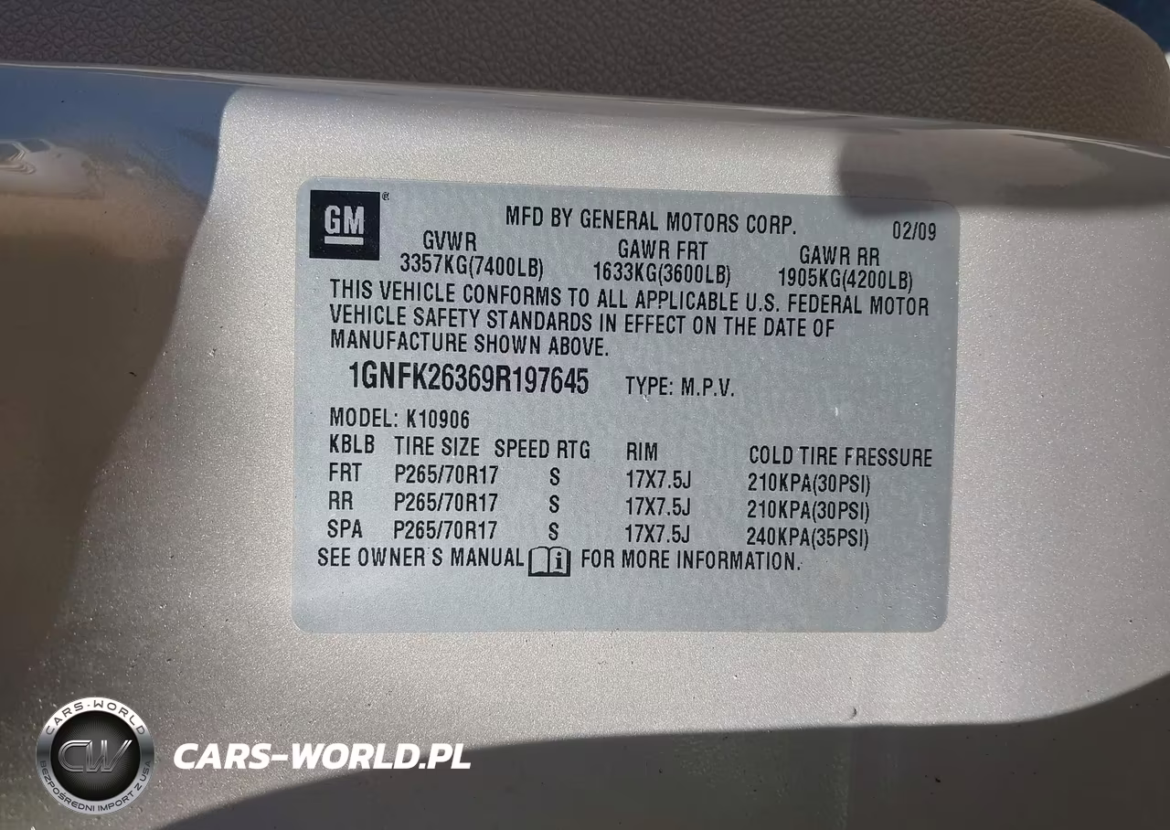 2009 Chevrolet Suburban 1500 Lt2 VIN:1GNFK26369R197645 - 9