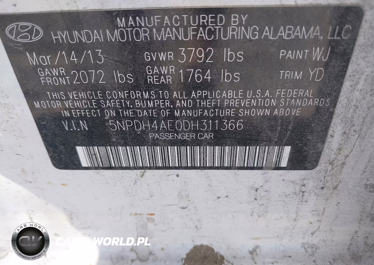 2013 Hyundai Elantra Gls VIN:5NPDH4AE0DH311366 - 9