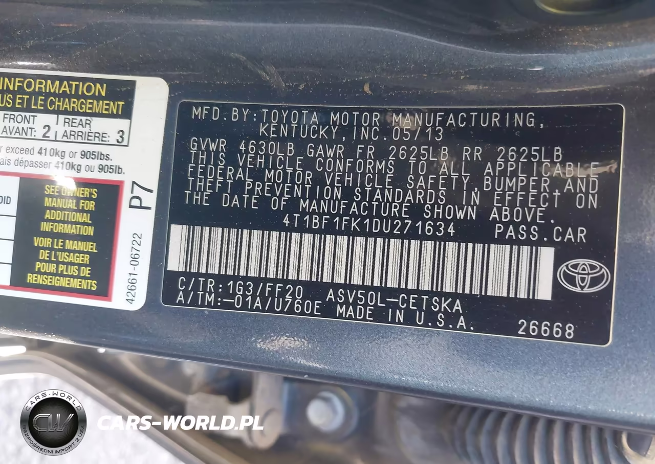 2013 Toyota Camry Se VIN:4T1BF1FK1DU271634 - 9