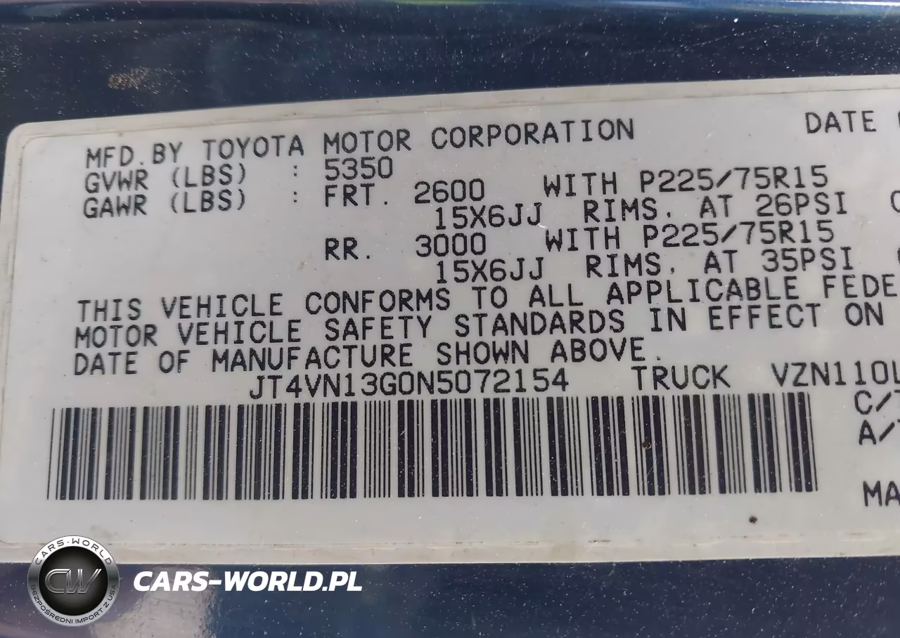 1992 Toyota Pickup 1-2 Ton Ex Long Whlbs Sr5 VIN:JT4VN13G0N5072154 - 9