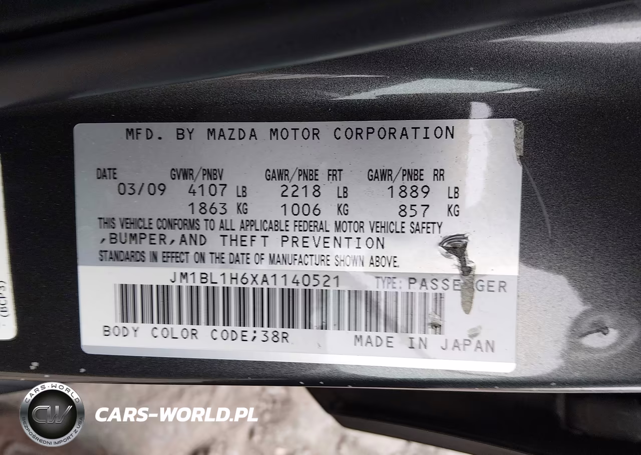 2010 Mazda Mazda3 S Sport VIN:JM1BL1H6XA1140521 - 9