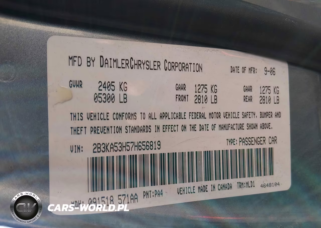 2007 Dodge Charger Rt VIN:2B3KA53H57H656819 - 9