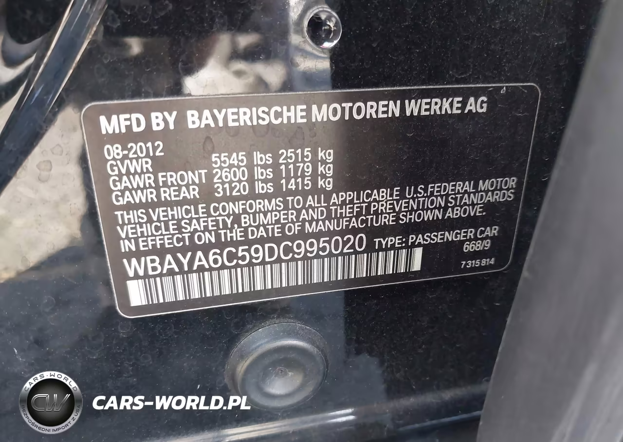 2013 BMW 740I VIN:WBAYA6C59DC995020 - 9