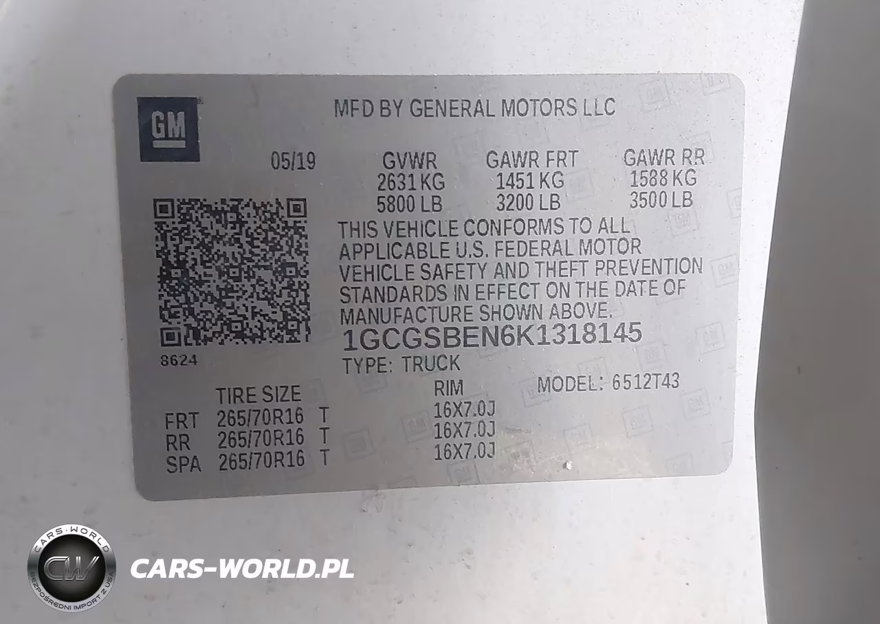 2019 Chevrolet Colorado Wt VIN:1GCGSBEN6K1318145 - 9