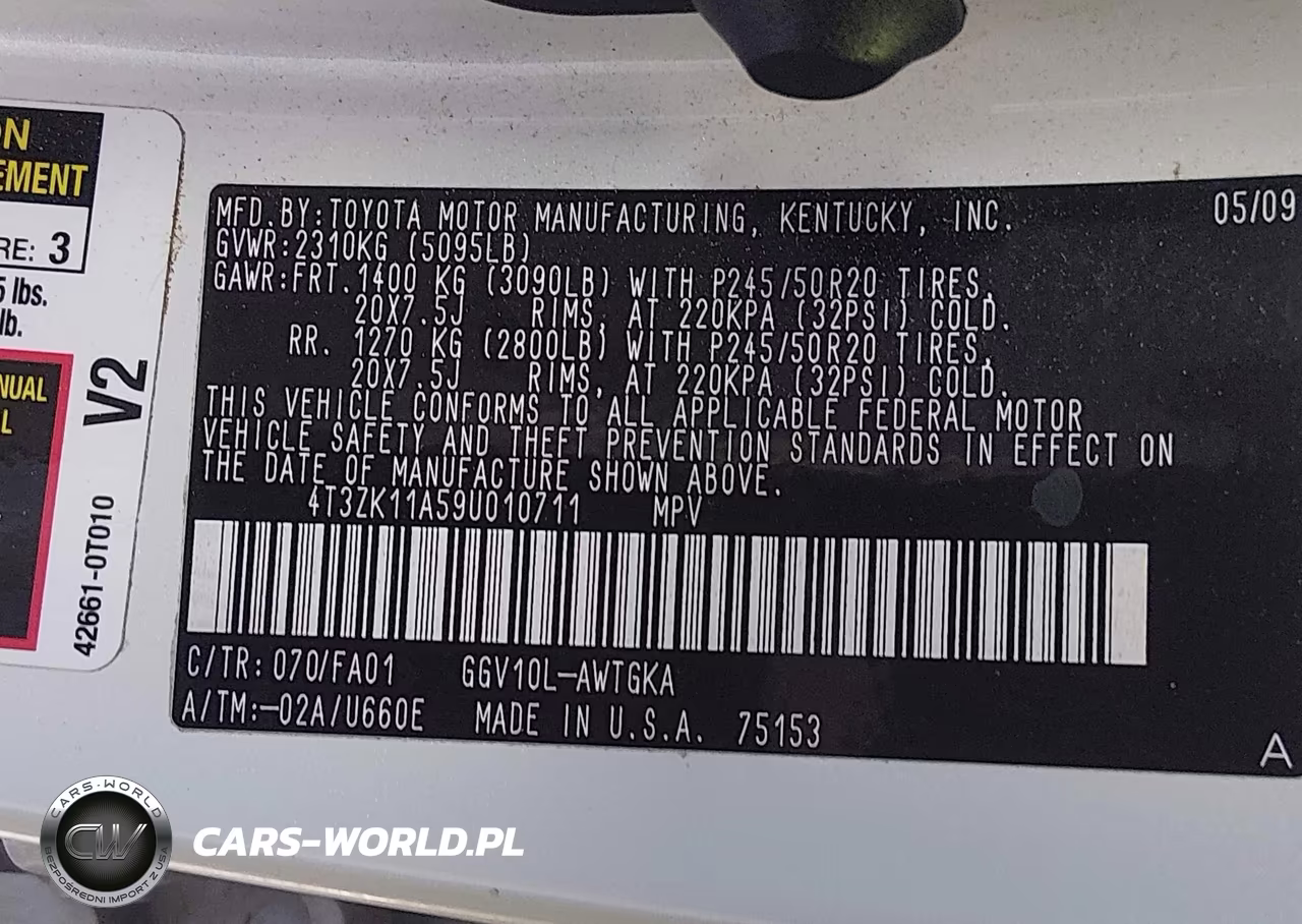 2009 Toyota Venza Base V6 VIN:4T3ZK11A59U010711 - 9