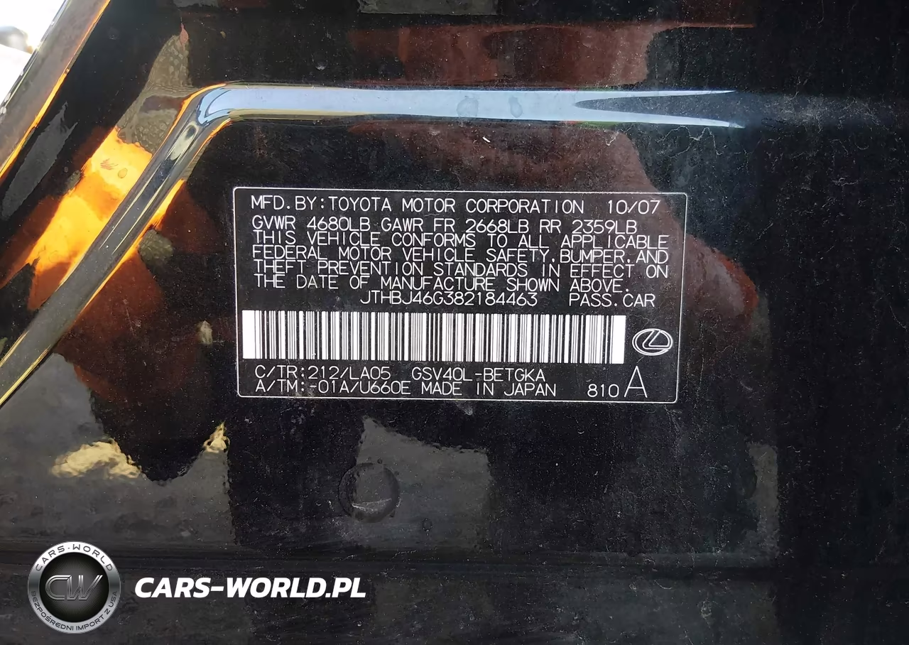 2008 Lexus Es 350 VIN:JTHBJ46G382184463 - 9