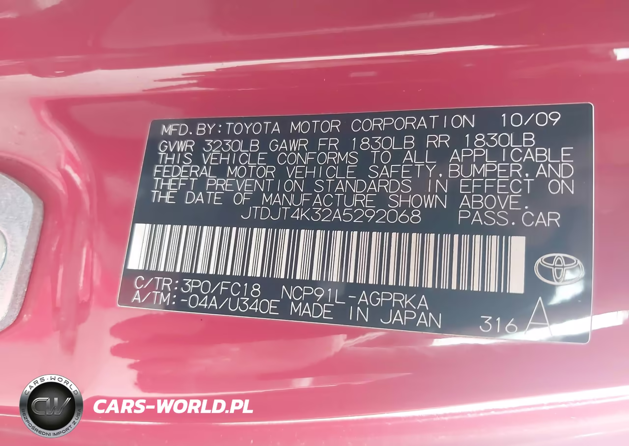 2010 Toyota Yaris VIN:JTDJT4K32A5292068 - 9