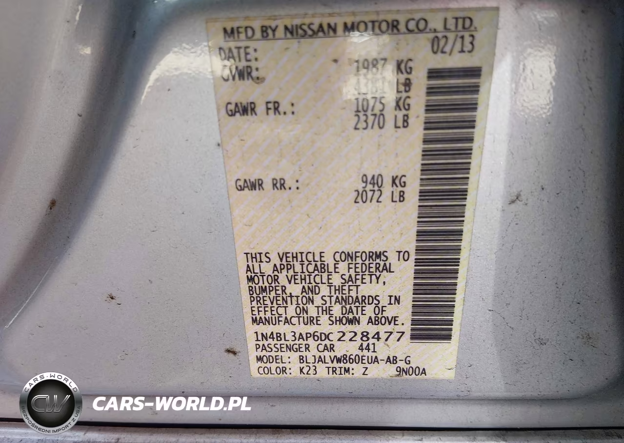 2013 Nissan Altima 3.5 Sl VIN:1N4BL3AP6DC228477 - 9