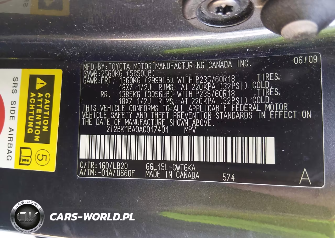2010 Lexus Rx 350 VIN:2T2BK1BA0AC017401 - 9