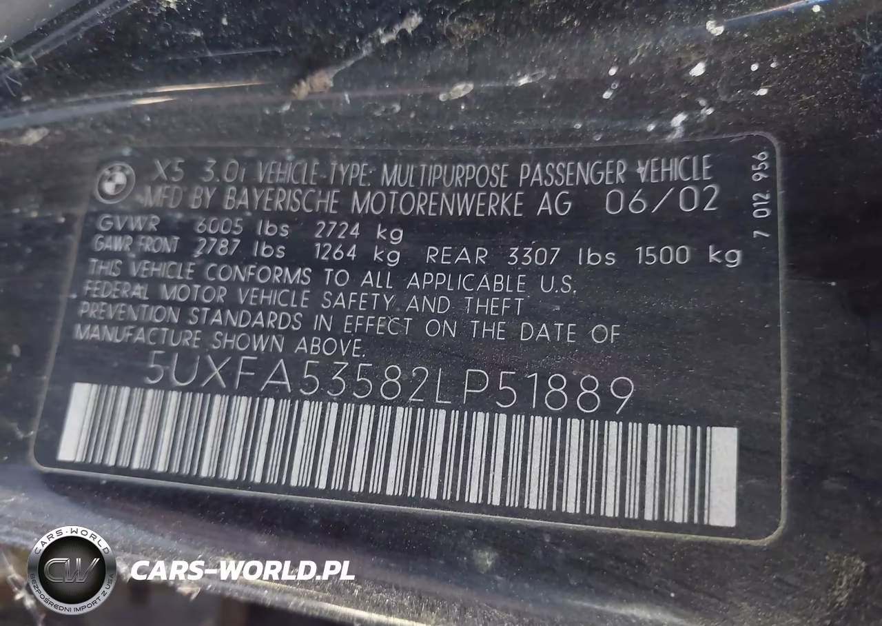 2002 BMW X5 3.0I VIN:5UXFA53582LP51889 - 9