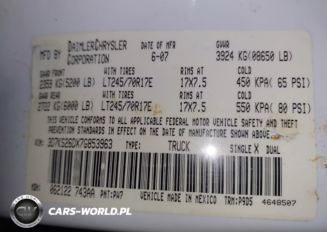 2007 Dodge Ram 2500 St VIN:3D7KS26DX7G853963 - 9